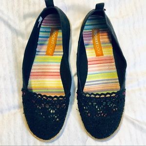Black Crochet Flats
